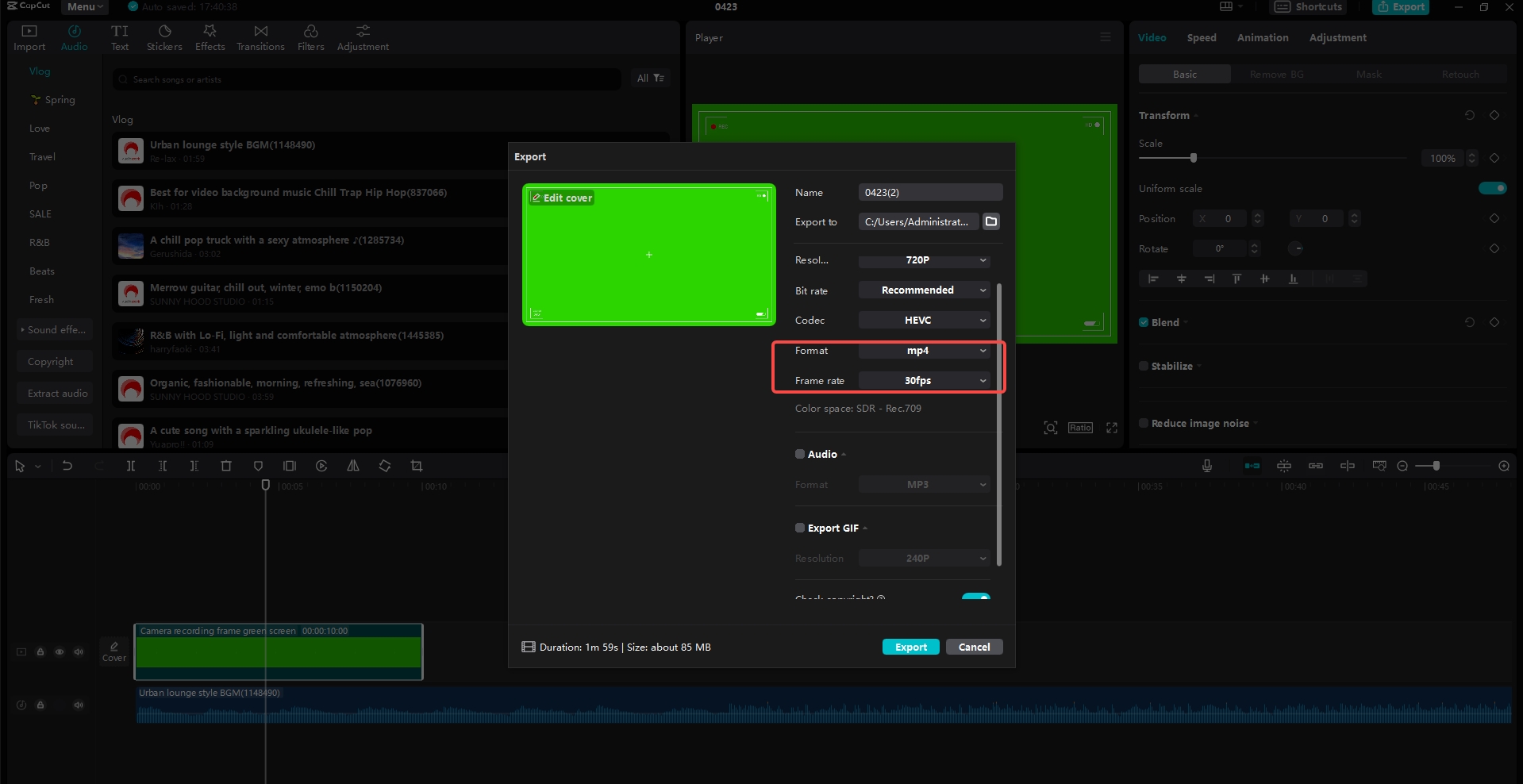 Select the output format